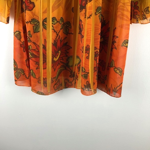 Daniel Benjamin floral sheer pullover top size L - Picture 2 of 4